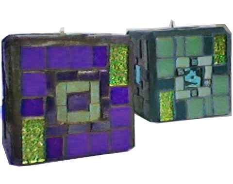 2 Bougeoir vert et bleu